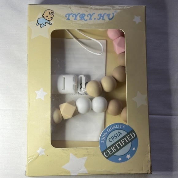 Binky Clip Set: Beige Pink 2 Pack - Picture 2 of 4